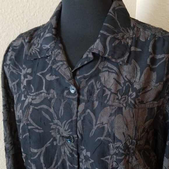 Chicos Long Sleeve Button Front Floral Blouse - Picture 2 of 5